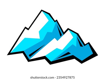 Stylized image of mountain. Natural scene illustration. Cartoon style.