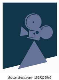 Stylized image of a movie camera. Logo template. Vector image for logo or illustrations. 