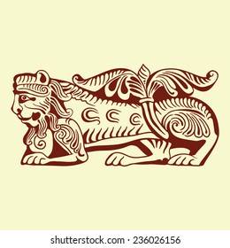 stylized image of a mythical creature from the walls of the ancient Russian Church