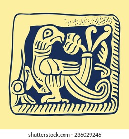 stylized image of a mythical creature from the walls of the ancient Russian Church