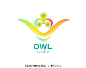 Stylized image of an owl. Vector logo for the studio.