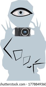 stylized image of a person with a camera