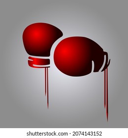 stylized image of red boxing gloves for interior decoration of gyms, fitness clubs and for prints on clothes, banners, postcards