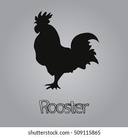 Stylized image of rooster. Black simple rooster silhouette as a logo.