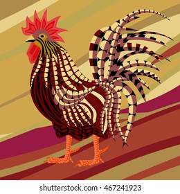 Stylized image of rooster. Fire Rooster symbol of new 2017. Vector illustration.