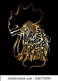 the stylized image of a rooster.symbol of year 2017. Chinese calendar. gold rooster