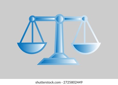 Una Imagen estilizada de las escalas de la justicia, representada en un degradado de azul a blanco sobre un fondo gris.