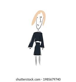 The stylized image of a sophisticated girl. Unusual line drawing of a woman
