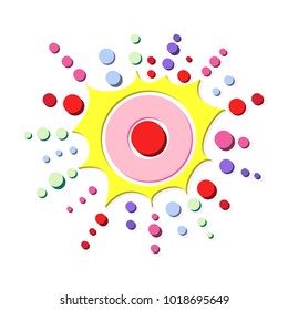 Stylized image of the sun from colored abstract forms