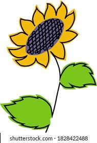 
A stylized image of a sunflower. Drawn with one line. Isolated image, clipart, element.