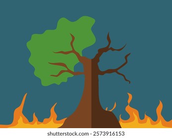 A stylized image of a tree with green leaves and brown trunk