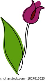 
Imagen estilizada de un tulipán dibujado con una línea. Vector, clipart, elemento de diseño.