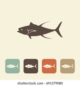 A stylized image of a tuna fish done in retro style