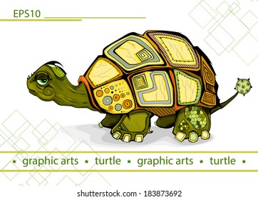 stylized image of a turtle on a white background