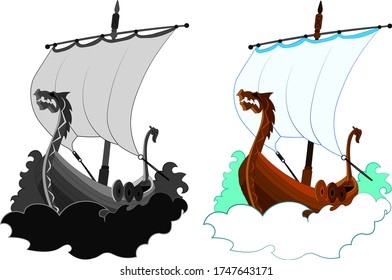 Stylized image of a viking sailing ship