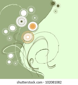Stylized image of wild flowers on a green background