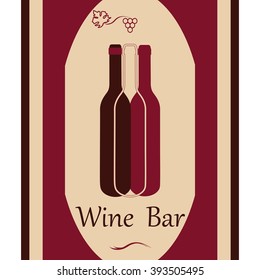 Stylized image of wine bottles on pink and burgundy background with frame