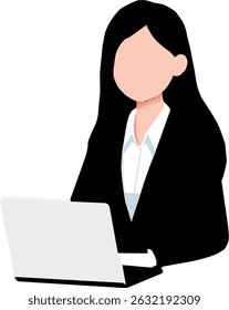 A stylized image of a woman in business attire, sitting in front of a laptop. The character's focused demeanor reflects a modern, professional setting, suitable for business-related topics.