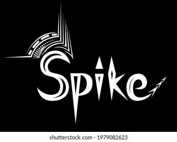 stylized image of the word "spike" in white and black colors for prints on T-shirts and other clothes, as well as for decoration and logos