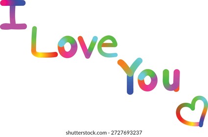 A stylized image with the words 'I Love You' in rainbow colors and a heart