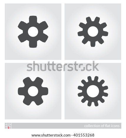 Stylized images of gears. Set of flat icons. Vector illustration