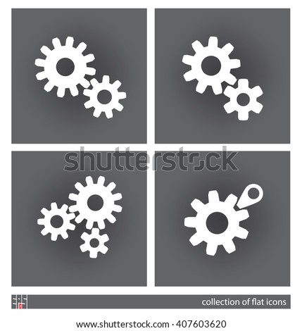 Stylized images of gears. Set of flat icons. Vector illustration