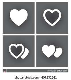 Stylized images of heart. Set of flat icons. Vector illustration