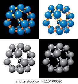 Stylized images of molecule. Vector illustration isolated on white and black background 
