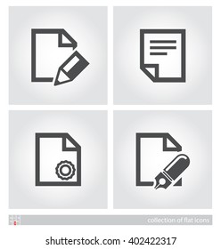 Stylized images of some documents. Set of flat icons. Vector illustration