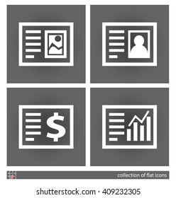 Stylized images of some documents. Set of flat icons. Vector illustration