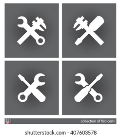 Stylized images of tools. Set of flat icons. Vector illustration