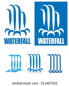 stylized images of waterfalls.It can be used as a logo, sign or symbol in your projects