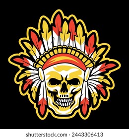 Stylized Indian skull rad and white