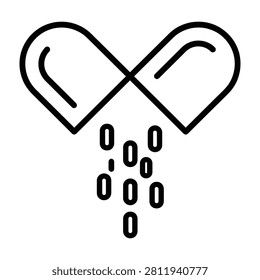 A stylized infinity heart symbol with zeros falling from it, representing love and nothingness