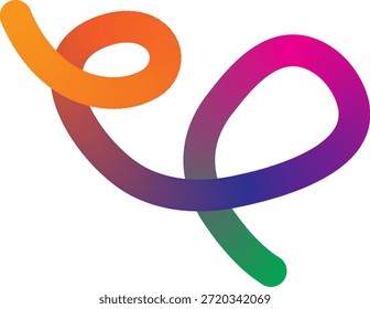Um símbolo infinito estilizado feito a partir de uma faixa de gradiente multicolorida, em transição de laranja para rosa, roxo e verde.