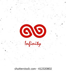Stylized infinity symbol red.