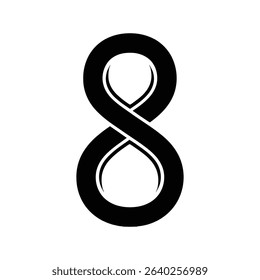 A stylized infinity symbol, rendered in black, against a white background. The shape resembles the number eight.