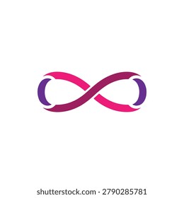 Stylized infinity symbol in vibrant pink and purple, representing eternity and endlessness.