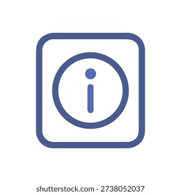 Stylized information icon with bold frame. Clean, minimalistic design for user interfaces and informative contexts.