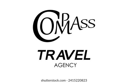 Stylized inscription "Compass". Tourism and travel. suitable for travel agency symbols