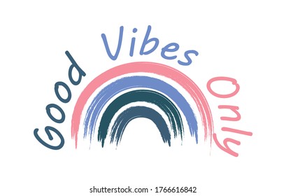 Stylized inscription GOOD VIBES ONLY, isolated on a white background for banners, posters, t-shirts and theme design