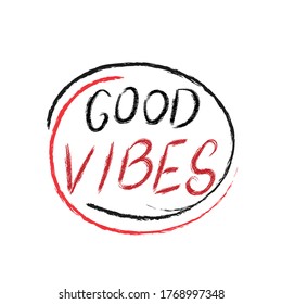 Stylized inscription GOOD VIBES ONLY, isolated on a white background for banners, posters, t-shirts and theme design