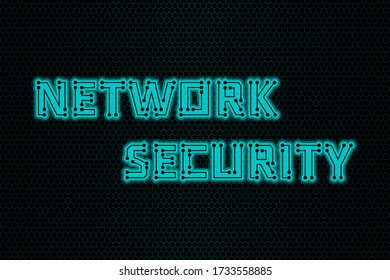 The stylized inscription Network Security on a beautiful digital background - a symbol of protection and safe, GDPR, protection of electronic payments, transactions, cyber security. Vector horizontal
