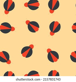 Stylized insects pattern. Ladybugs on a pattern for textiles, wallpapers, backgrounds.

