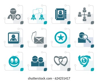 Stylized Internet Community and Social Network Icons - vector icon set