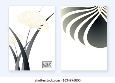 stylized iris card template in silver ivory shades