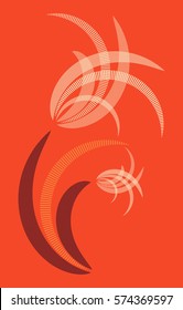 stylized iris flower buds in orange shades