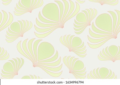 stylized iris flowers floating seamless pattern tile in very soft green shades