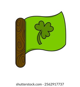 A stylized Irish flag featuring green, white, and orange stripes, with a shamrock in the center. Represents Irish culture and heritage.