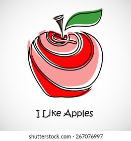 Stylized isolated big red apple. Vector illustration. 10 EPS